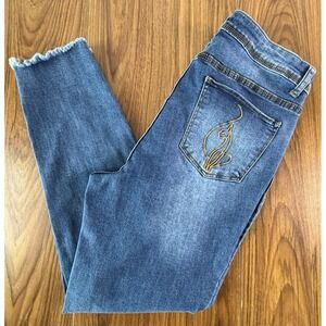 Vintage Baby Phat Jeans Womens 14W Blue Distressed Skinny Raw Hem Y2K